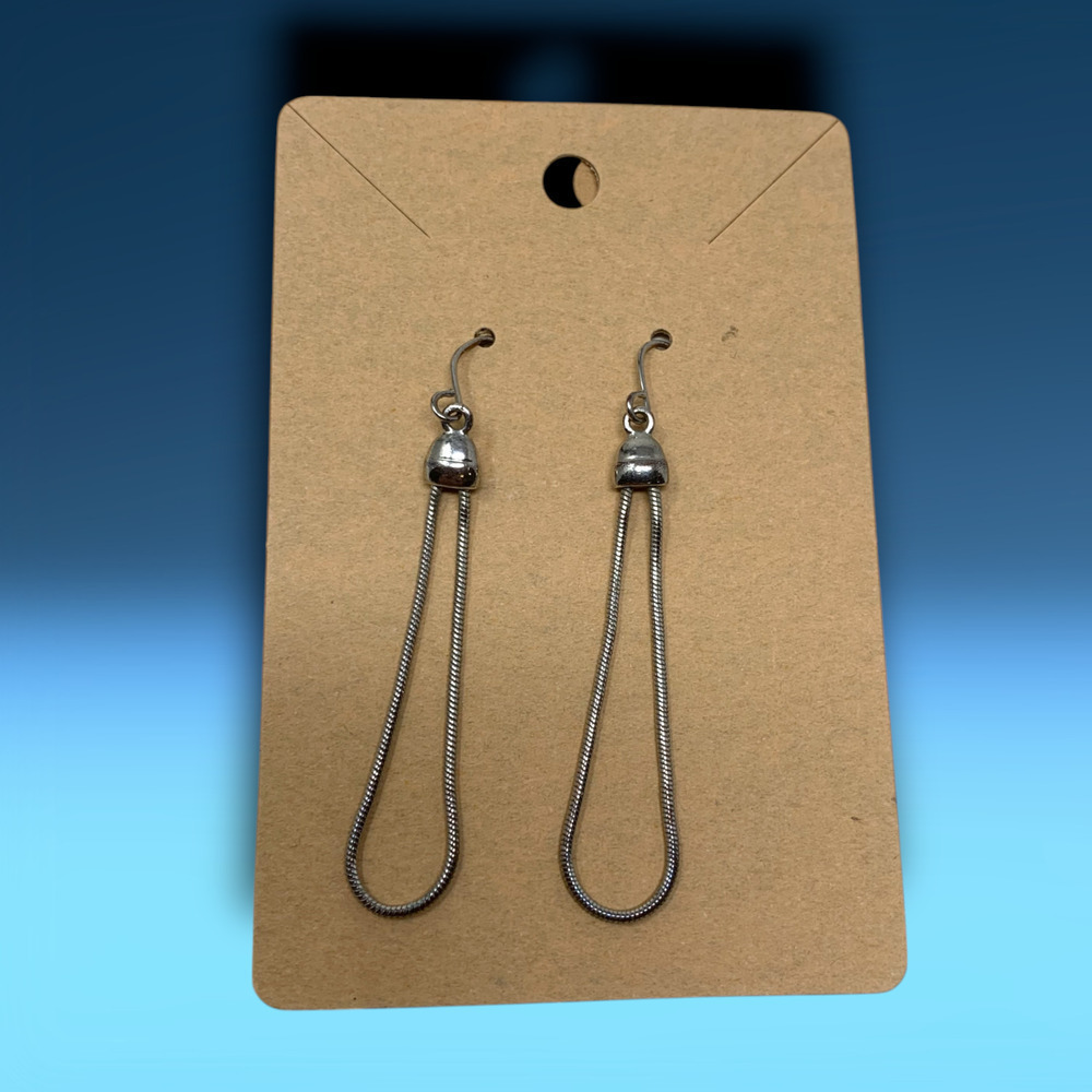 Vintage 1980s Serpentine Silver Tone Lariat Dangle Earrings Disco Couture Runway - Picture 5 of 5